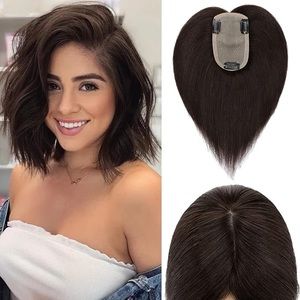 Human hair #2 dark brown wig topper hair piece